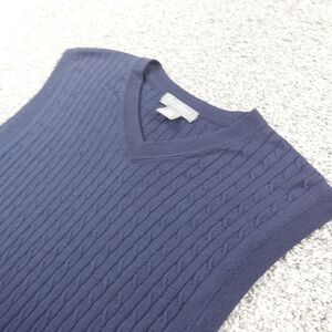 Daniel Cremieux Sweater Vest Mens M Blue‎ Silk Cotton Cashmere Cable Knit V Neck